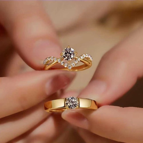Kronen Paar Ringe Kupfer Zirkonia Verstellbar Offener Ring Für Damen Herren Hochzeit Verlobung Mode Schmuck