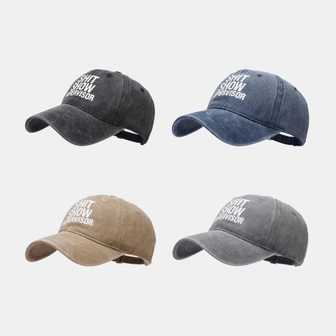 Gorra De Béisbol De Algodón Lavado Distressed Divertido Impresión Letra Shit Show Supervisor Sombrero Sol Ajustable Unisex