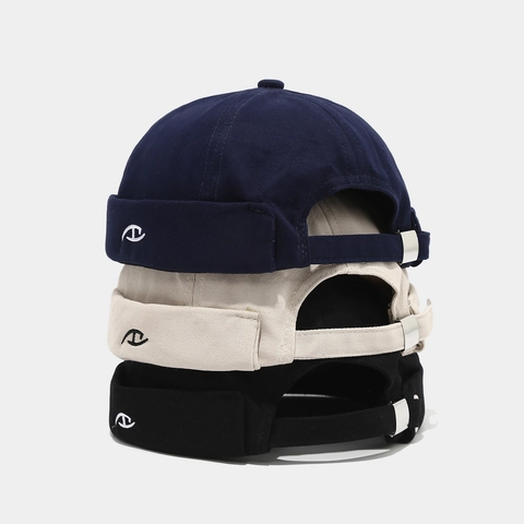 Docker Hat Brimless Cotton Embroidery Adjustable Miki Cap Retro Style For Men Women