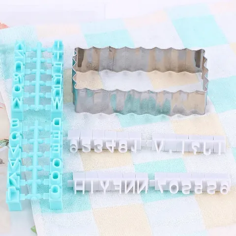Kunststoff Alphabet Buchstabe Zahl Charakter Kuchen Stempel Set Fondant Keksform Beweglicher Typ DIY Backen Deko Werkzeug