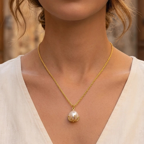 Süßwasserperle Anhänger Halskette Für Damen Elegant Kupfer Vergoldet Twisted Kette Strass Verziert Schmuck Geschenk