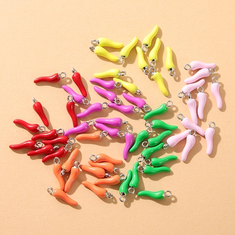 Chili Pepper Charms Alloy Enamel Colorful Vegetable Shape For DIY Earring Bracelet Necklace Jewelry Making