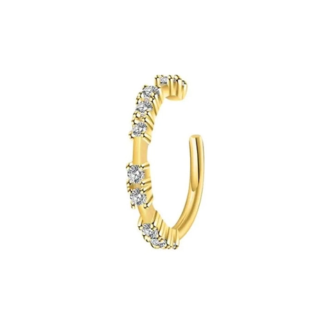Geometrische Ronde Ear Cuff Micro Pave Zirkonia Verguld Koper Clip On Oorbel Zonder Gaatjes Voor Dames
