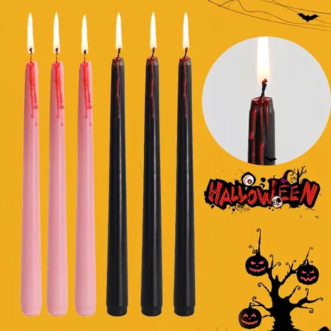 Halloween Bleeding Taper Candles Soy Wax Red Wax Tears Skull Shape Gothic Party Home Decor Spooky Atmosphere Ornaments