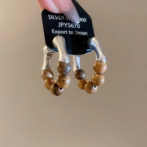 Créoles Rétro Avec Perles En Pierre Naturelle Et Tige En Argent 925 Style Ethnique Vintage Pour Femmes