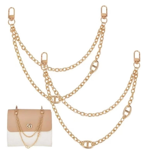 Double Layer Metal Alloy Bag Chain Strap Charm With Anchor Links And Snap Hooks For Handbag DIY Decoration