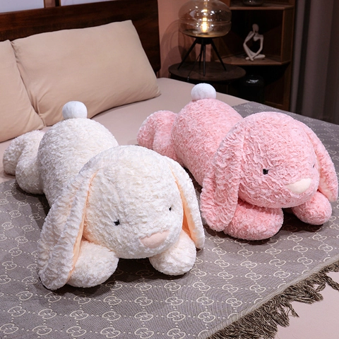 Zachte Liggende Konijn Knuffel Lange Oren Pluche Konijnenpop voor Kinderen Meisje Cadeau Comfortabel Slaapkussen Home Decor