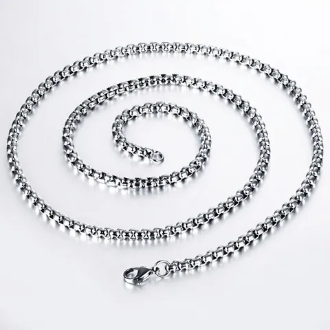 Collana A Catena Box Minimalista In Acciaio Inossidabile Lucido Gioielli Classici Per Uomini E Donne