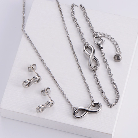 Gioielli Con Simbolo Dell Infinito Per Donna Acciaio Inossidabile Collana Minimalista Bracciale Orecchini A Lobo Accessorio