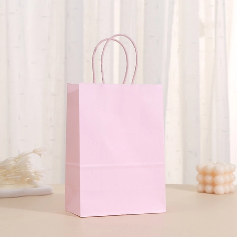 Paper Gift Bags Kraft Paper Handheld Macaron Colors With Rope Handle For Birthday Wedding Party Shopping Favors Minimalist