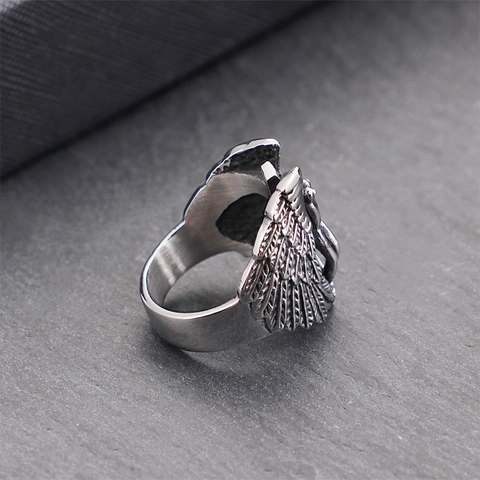 Anello Da Uomo In Acciaio Inossidabile Ali D'Angelo Croce Rilievo Gioielli Gothic Punk Retro Color Argento