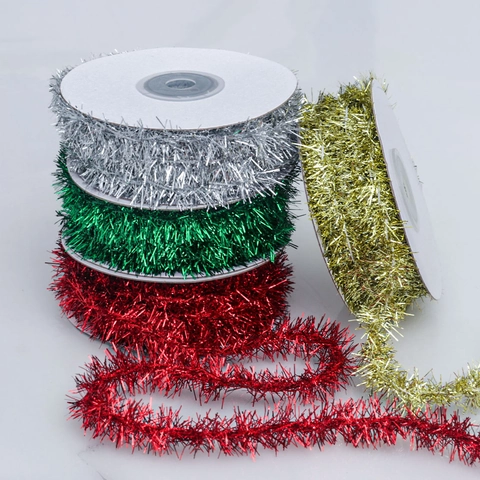 Weihnachts-Lametta-Girlande Metallisches Glitzerndes Band Rolle Für Festliche Feiertagsbaum-Dekoration Und DIY-Bastelbedarf
