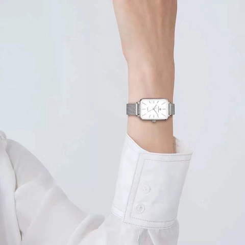 Montre À Quartz Carrée Vintage Femme Élégante Bracelet En Maille Minimaliste Étanche Montre Bracelet Mode Accessoire