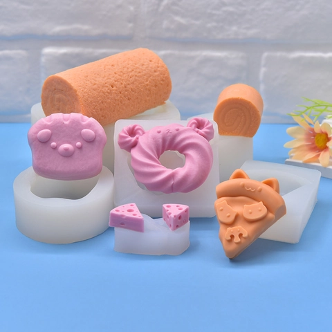Silikon Kuchenform DIY Squishy Schweizer Rolle Donut Katze Form Handgemachte Seife Kerze Ton Handwerk Backwerkzeug Süß