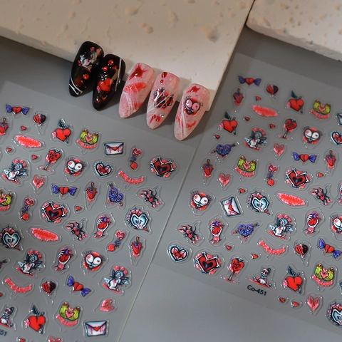 Adesivi Per Unghie Rilievo Impermeabile Cuore Sanguinante Gotico Punk Halloween Decorazione DIY Manicure Per Donne