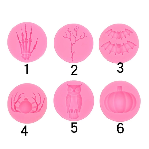 Halloween Silicone Mold Pumpkin Bat Spider Owl Skeleton Hand For Fondant Chocolate Cake Decorating DIY Baking Tool