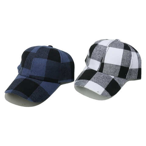 Honkbalpet Buffalo Plaid Geruit Polyester Gebogen Rand Retro Casual Streetwear Verstelbare Hoed Voor Heren Dames