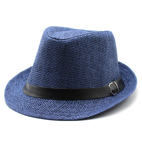 Strohhut Fedora Papier Panama Sommer Sonne Strand Atmungsaktiv Vintage Gürtelschnalle Klassisch Unisex Jazz Urlaub