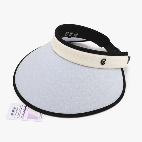 Women Wide Brim Sun Visor Hat High UV Protection Empty Top Foldable Breathable Adjustable Polyester Metal G Decor