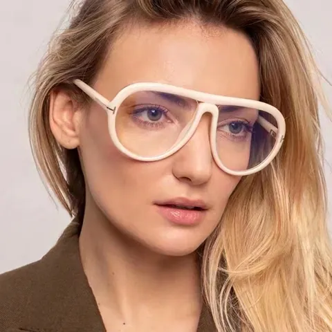 Occhiali Da Sole Pilot Oversize Da Donna Montatura Vintage In PC Anti-Luce Blu Con Dettagli In Metallo