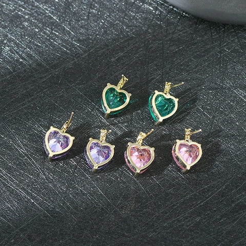 Romantici Orecchini a Lobo a Forma di Cuore in Zirconia per Donna Perno in Argento Sterling 925 Rame Placcato Oro Gioielli Eleganti Regalo