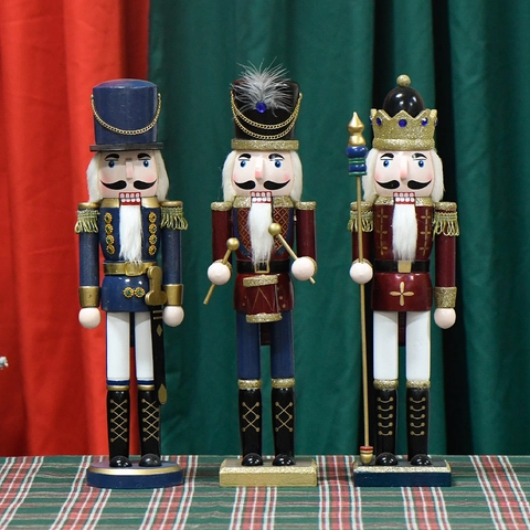 Traditional Christmas Nutcracker Soldier Painted Wooden Glitter Home Decor Figurine Handcrafted Festive Desktop Ornament