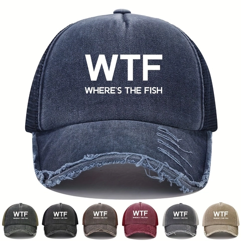 Cappello Trucker In Cotone Lavato Con Rete Traspirante Protezione Solare Retro Baseball Cap Con Stampa WTF Unisex