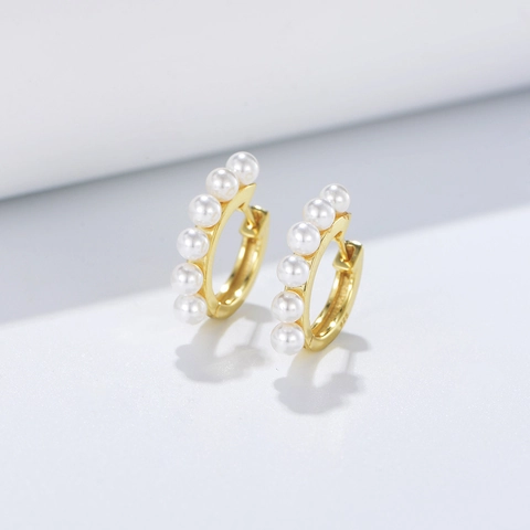 Pendientes De Aro De Perlas Artificiales Con Poste De Plata De Ley 925 Joyas Geométricas Redondas Vintage Para Mujer