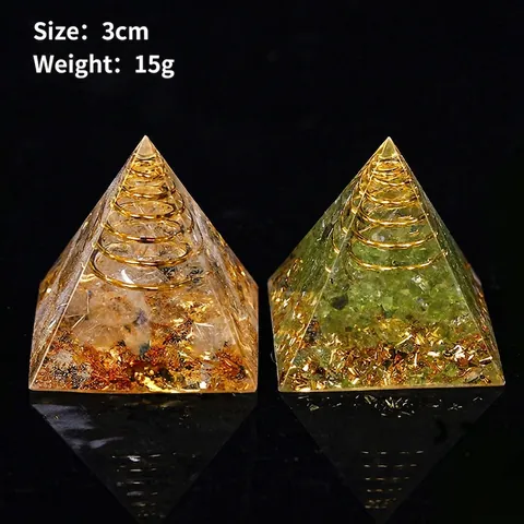 Orgonite Pyramid Energy Tower Natural Crystal Stones Resin Healing Chakra Meditation Desk Ornament Office Home Decor
