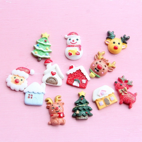 Cabochon In Resina Di Natale Glitter Babbo Natale Pupazzo Di Neve Renna Ciondoli Per DIY Cover Telefono Scrapbooking Creazione Gioielli
