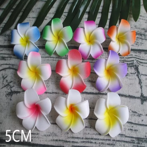 Artificial Plumeria Flower Hawaiian Style EVA Foam Hair Clip For Beach Vacation Wedding Party Tropical DIY Decor