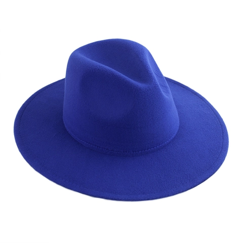 Retro British Style Fedora Hat Wide Flat Brim Cotton Polyester Blend Elegant Solid Color Unisex Sunshade Jazz Cap