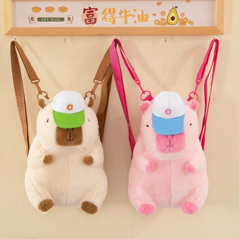 Cute Capybara Plush Backpack Crossbody Bag Soft Animal Shape Toy Bag With Adjustable Strap For Kids Girls Women