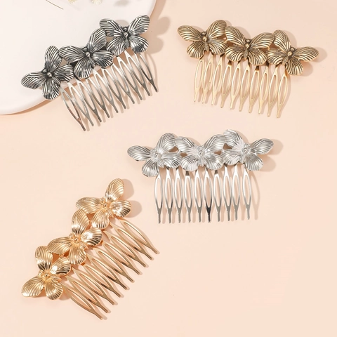 Peigne À Cheveux Papillon Vintage Alliage Métallique Style Baroque Élégant Bijoux De Tête Pour Femmes Mariage Fête