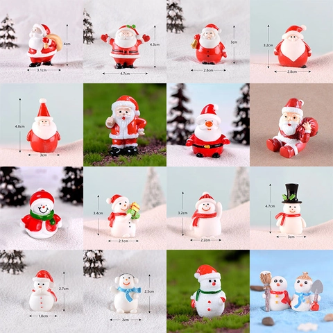 Miniature Christmas Figurines Resin Santa Claus Snowman Reindeer Sled Micro Landscape DIY Dollhouse Desktop Decor Festive Holiday Accessory