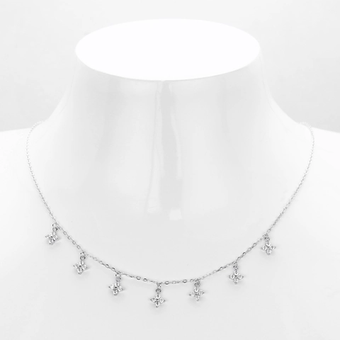 Collier En Argent Sterling 925 Avec Pendentifs Fleur En Zircon Blanc Minimaliste Élégant Style Français Pour Femme