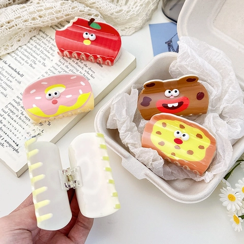 Cute Cartoon Food Fruit Animal Acrylic Hair Claws Non-Slip Shark Clips For Women Girls Sweet Hair Accessories