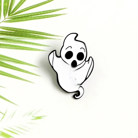 Funny Sarcastic Ghost Enamel Pin Brooch Zinc Alloy Cartoon Badge Anxious Confused Punk Style Jewelry Gift Men Women