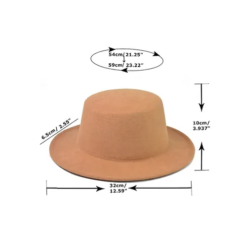 Cappello Boater A Tesa Larga Con Cima Piatta Cotone Poliestere Feltro Vintage Colore Solido Fedora Per Uomini Donne Bambini