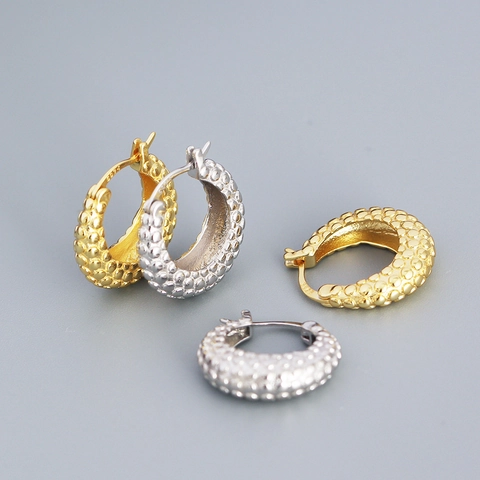 925 Sterling Silber Hoop Ohrringe U-Förmige Blasen Textur Vintage Französischer Stil Schmuck Für Damen
