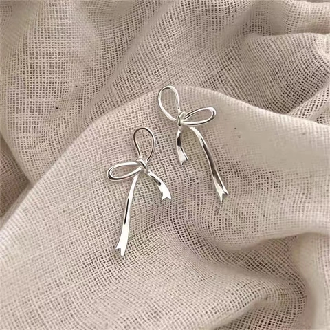 925 Sterling Silver Bowknot Stud Earrings For Women Minimalist Korean Style Elegant Bow Jewelry Accessory