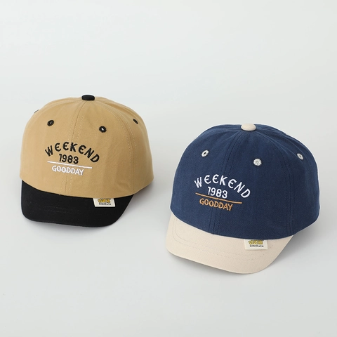 Gorra De Béisbol Infantil De Visera Corta Algodón Bloque De Color Bordado Letras Sombrero De Sol Niños Niñas