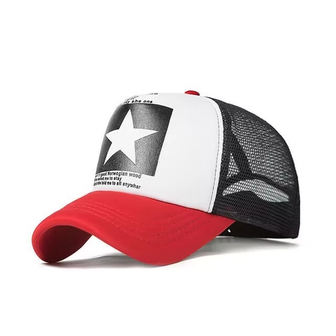 Unisex Star Pattern Mesh Trucker Hat Breathable Adjustable Baseball Cap Hip Hop Streetwear Outdoor Sun Hat For Men Women