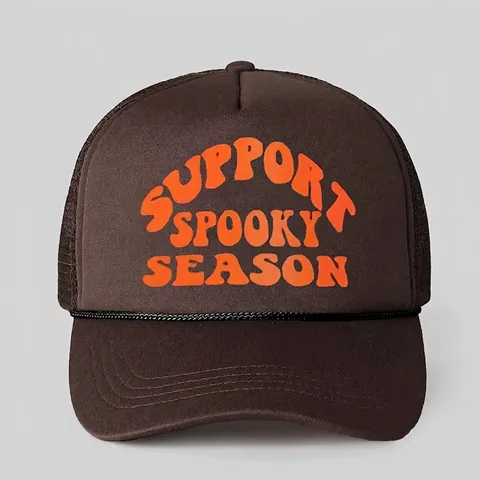 Support Spooky Season Trucker Hat Halloween Δίχτυ Πολυεστέρας Ρυθμιζόμενο Καπέλο Ήλιου Υπαίθρια Σπορ Για Άνδρες Γυναίκες