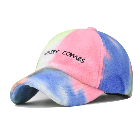 Cappello Da Baseball In Peluche Tie Dye Lana Di Agnello Winter Comes Ricamo Caldo Regolabile Per Donne Uomini