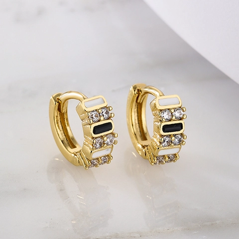 Gold Vergoldete Kupfer Huggie Hoop Ohrringe Mit Bunter Emaille Und Zirkonia Böhmischer Stil Für Damen