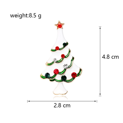 Broche Arbre De Noël Alliage De Zinc Avec Strass Colorés Et Huile Égouttement Émail Accessoire De Fête