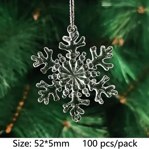 Transparent Acrylic Christmas Hanging Ornaments Snowflake Icicle Reindeer Bell Star Tree Decorations For Festival Party Home Decor