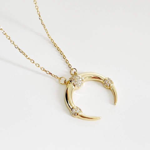 Mond Anhänger Halskette 925 Sterlingsilber Mit Zirkonia Eleganter 18K Vergoldeter Schmuck Für Damen Schickes Geschenk