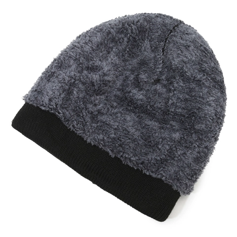 Winter Knitted Beanie Fleece Lined Warm Ribbed Cuff Skull Cap With Letter Patch Outdoor Windproof Solid Color Hat